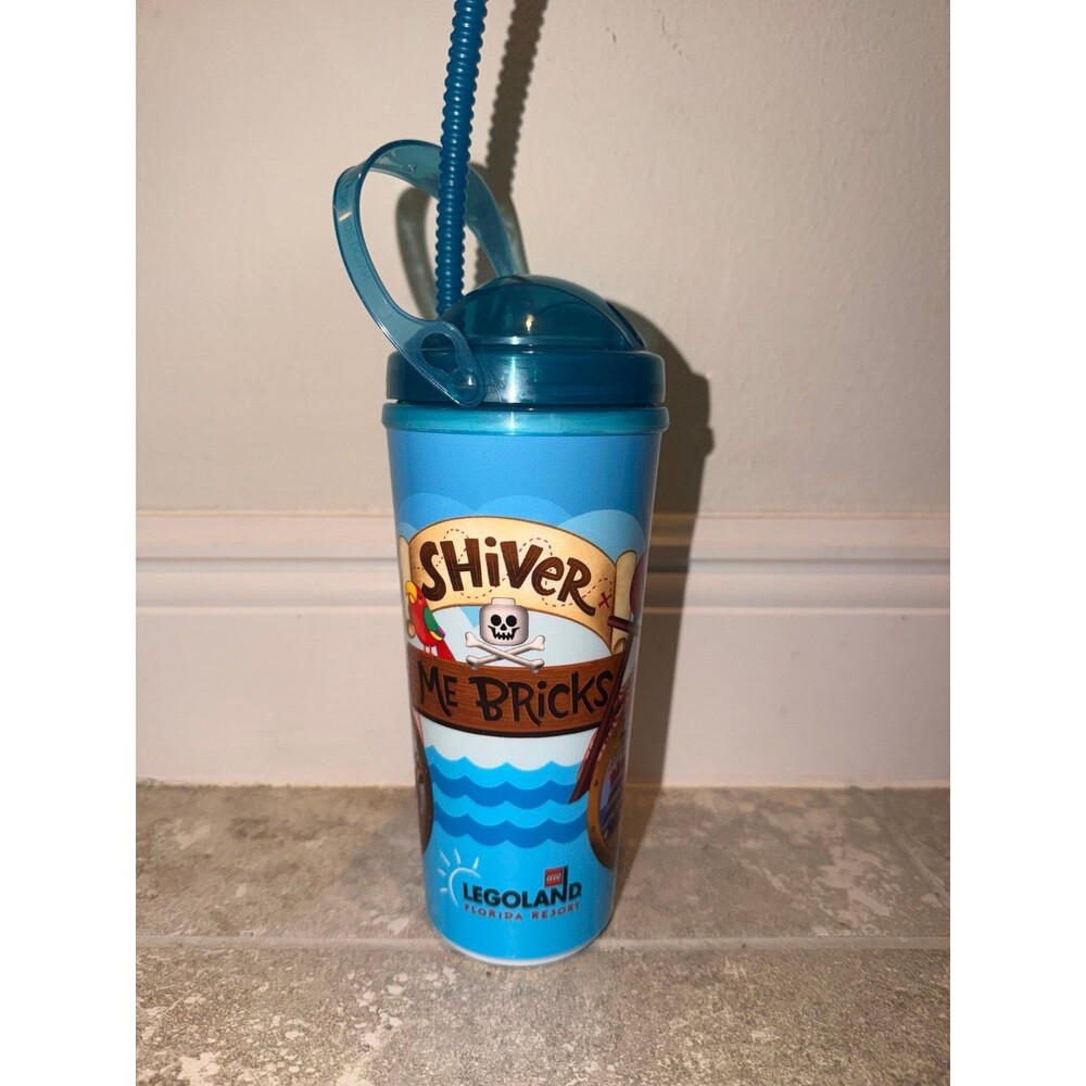 Cup Souvenir Legoland Park Cup w Straw blue pirates refillable